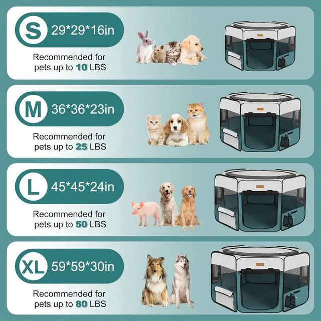 Alt view image 5 of 7 - Dog Playpen, Portable Pet Play Pen for Cat, Puppies, Rabbits, Chickens, Foldable Lar-Capacity Pet Tent for Indoor/Outdoor Travel Camping Blue