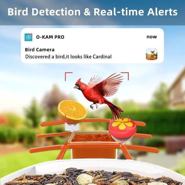 Alt view image 4 of 7 - ® Smart Bird Feeder with Camera, 2.4G/5G Wi, 2.5K Video Birds Feeder with Solar Panel, AI Identify, Live View, Capture Bird Video, Instant Arrival Alerts, Ideal Gift for Father's Day