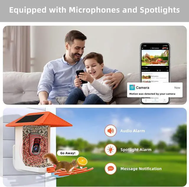 Alt view image 6 of 7 - ® Smart Bird Feeder with Camera, 2.4G/5G Wi, 2.5K Video Birds Feeder with Solar Panel, AI Identify, Live View, Capture Bird Video, Instant Arrival Alerts, Ideal Gift for Father's Day