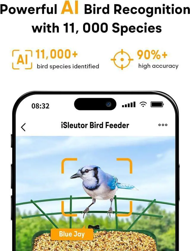 Alt view image 4 of 7 - Metal Smart Bird Feeder with Camera  Solar Powered, AI Bird Identication & 2.5K HD Auto Capture Videos, Arrival Notications, 2.1L Capacity & 100% Durable Design