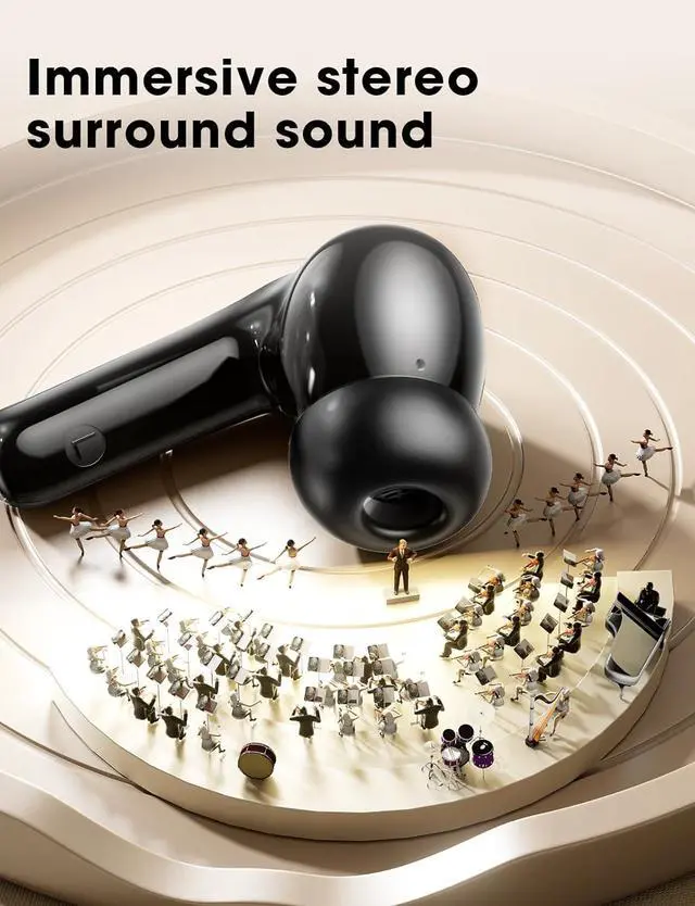 Alt view image 2 of 7 - Wireless Earbuds, Bluetooth Ear Buds with Big Bass Stereo Sound, 48 Hours Playtime, Lightweight in-Ear t Earphones, IPX7, Hands-Free Calls with AI for iPhone, Android, Pad, Sports, Workout