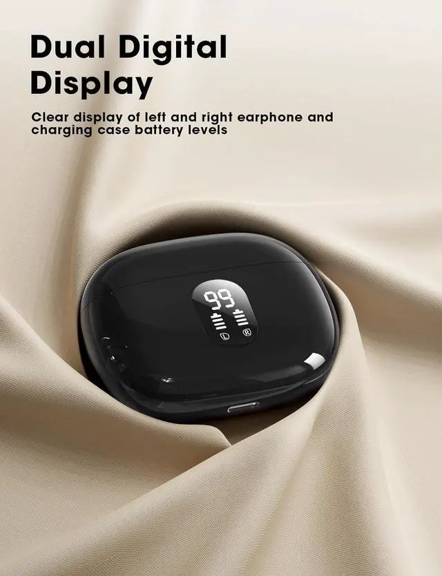Alt view image 6 of 7 - Wireless Earbuds, Bluetooth Ear Buds with Big Bass Stereo Sound, 48 Hours Playtime, Lightweight in-Ear t Earphones, IPX7, Hands-Free Calls with AI for iPhone, Android, Pad, Sports, Workout