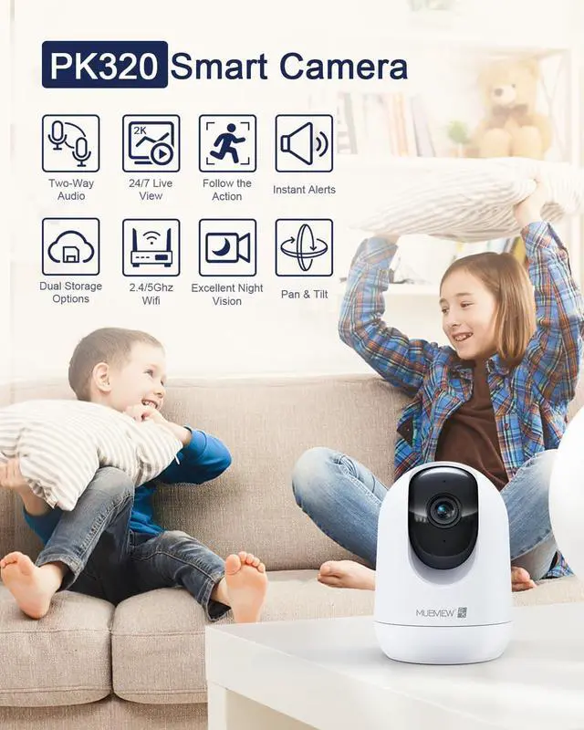 Alt view image 2 of 7 - Indoor Security Camera 2K, Pet Camera with Phone App, WiFi Cameras for Home Security Camera for Dog/ Baby Monitor/Elder Pan Tilt, 5/2.4GHz, 24/7, 2-Way Talk, Human Detection, Motion Tracking, Cloud