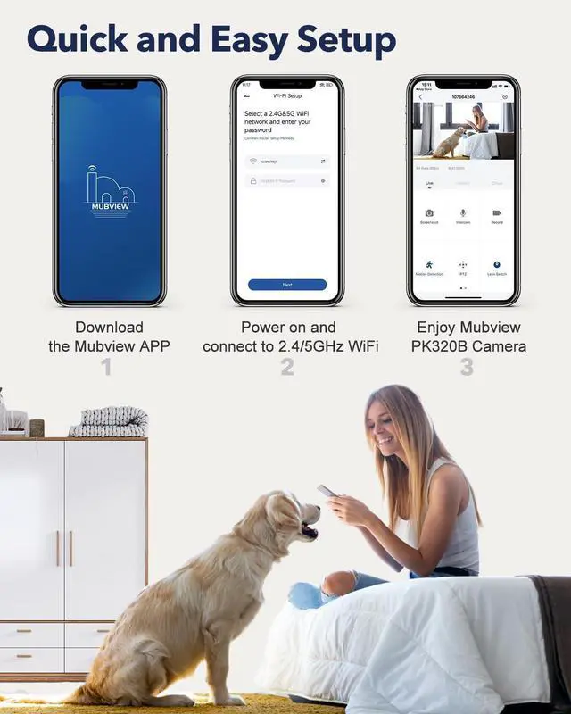 Alt view image 6 of 7 - Indoor Security Camera 2K, Pet Camera with Phone App, WiFi Cameras for Home Security Camera for Dog/ Baby Monitor/Elder Pan Tilt, 5/2.4GHz, 24/7, 2-Way Talk, Human Detection, Motion Tracking, Cloud