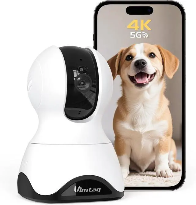 Main image of 4K Ultra HD Cameras for Home Security, 360° View Indoor Pet Dog Camera with Phone App Speaker, 5GHz/2.4GHz Wi Baby Monitor, Night Vision, Smart Detection, Works with Alexa, SD/Cloud Stora