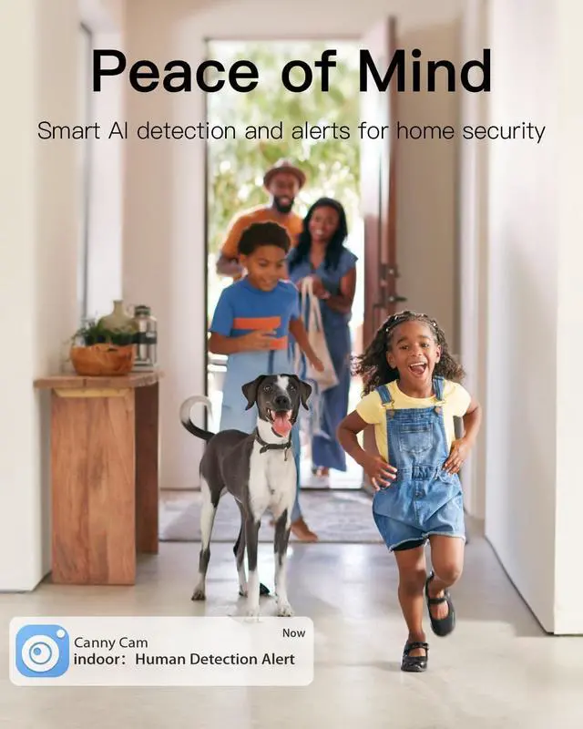Alt view image 6 of 7 - 4K Ultra HD Cameras for Home Security, 360° View Indoor Pet Dog Camera with Phone App Speaker, 5GHz/2.4GHz Wi Baby Monitor, Night Vision, Smart Detection, Works with Alexa, SD/Cloud Stora