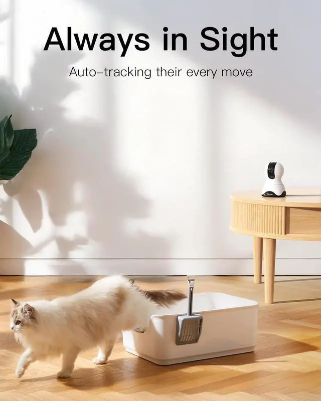 Alt view image 7 of 7 - 4K Ultra HD Cameras for Home Security, 360° View Indoor Pet Dog Camera with Phone App Speaker, 5GHz/2.4GHz Wi Baby Monitor, Night Vision, Smart Detection, Works with Alexa, SD/Cloud Stora