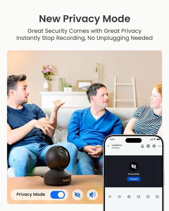 Alt view image 7 of 7 - Smart 4K UHD Pan & Tilt Dual-Band Wi- 6 Indoor Security Camera with 3X Optical Zoom, Auto-Trac, People/Pet Detection, Crying Sound Detection, Privacy Mode, Bluetooth Setup, E1 Zoom-Black