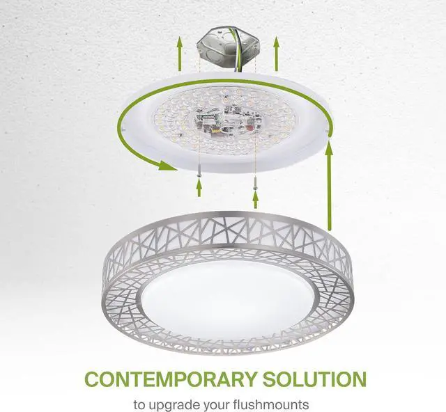 Alt view image 7 of 7 - 16 Inch Smart RGBW Flush Mount Ceiling Light with Remote - Brushed Nickel 28W 120V 2700-6500K Dimmable Ceiling Light xture, Wi App Control RGB Lights, Alexa &  Assistant - ETL