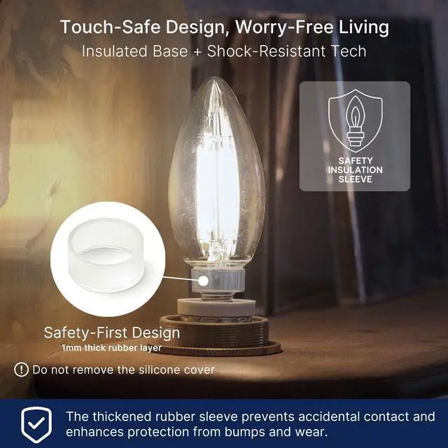 Alt view image 3 of 7 - 100W Equivalent Candelabra LED Bulbs 5000K Daylight, Dimmable LED Chandelier Light Bulbs for Dining Room, Living Room, Porch, 800LM, E12 Base, 24 Pack UL,CA65 Listed.