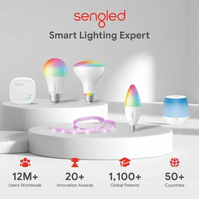 Alt view image 6 of 7 - Alexa Light Bulb, Zigbee Bulb Smart Hub Required, Works with Alexa and SmartThings, Voice Control with Echo Show 10 with built-in Hub, Color Changing 60W Equivalent A19 Smart Light Bulbs, 4PK