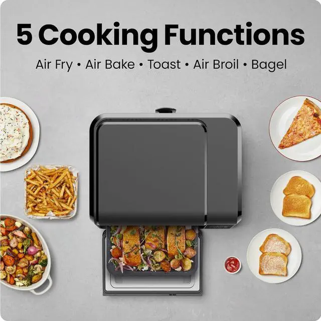 Alt view image 3 of 7 - Chefman Air Fryer Toaster Oven Combo, 15 Qt. Countertop Oven for Quick & Healthy Meals, Bake, Broil, Air Fry, Toast, and Bagel Functions, 450°F Max Temp, 4 Slice Toaster Oven Air Fryer Combo  Black
