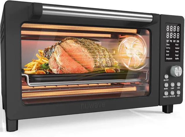 Main image of Nuwave Bravo Pro Smart Air Fryer Toaster Oven Combo, Airfryer Convection Oven Countertop, 12-in-1 Functions with Quicker & Even Crisp Technology, 1800W, 50-450°F, PFAS-Free, 21QT, Black