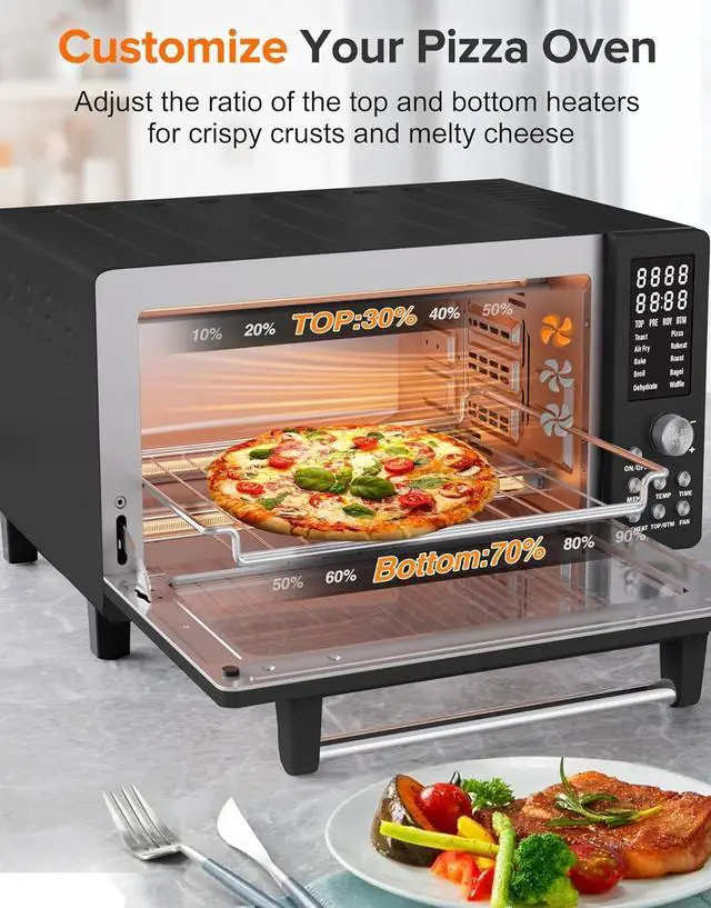 Alt view image 5 of 7 - Nuwave Bravo Pro Smart Air Fryer Toaster Oven Combo, Airfryer Convection Oven Countertop, 12-in-1 Functions with Quicker & Even Crisp Technology, 1800W, 50-450°F, PFAS-Free, 21QT, Black