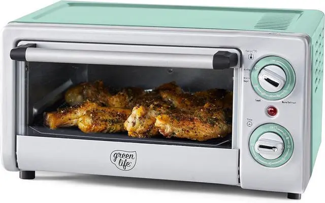 Main image of Countertop Toaster Oven Air Fryer Stainless Steel, Healthy Ceramic Nonstick, PFAS and PFOA-Free, Tray & Basket, Bake, Broil, Reheat, Adjustable Temp & Time Control, Auto Shutoff, Turquoise