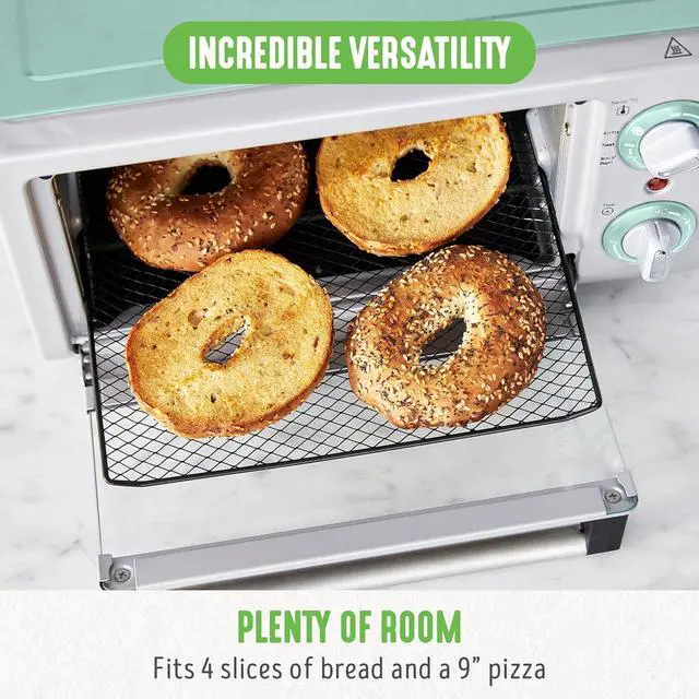 Alt view image 3 of 6 - Countertop Toaster Oven Air Fryer Stainless Steel, Healthy Ceramic Nonstick, PFAS and PFOA-Free, Tray & Basket, Bake, Broil, Reheat, Adjustable Temp & Time Control, Auto Shutoff, Turquoise