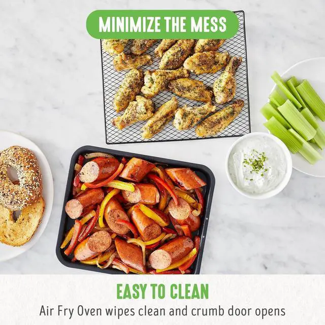 Alt view image 6 of 6 - Countertop Toaster Oven Air Fryer Stainless Steel, Healthy Ceramic Nonstick, PFAS and PFOA-Free, Tray & Basket, Bake, Broil, Reheat, Adjustable Temp & Time Control, Auto Shutoff, Turquoise