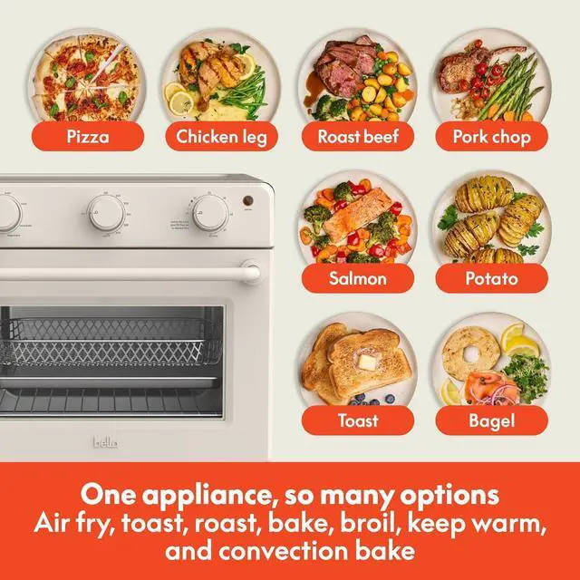 Alt view image 4 of 7 - Air Fry Toaster Oven, 7 Preset Coo Options, Dishwasher-Safe EverGood Coated Trays Included, 60-Minute Auto Shutoff w Audible Timer, Power Indicator Light, 1700 Watt, Oatmilk