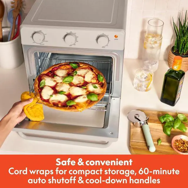 Alt view image 6 of 7 - Air Fry Toaster Oven, 7 Preset Coo Options, Dishwasher-Safe EverGood Coated Trays Included, 60-Minute Auto Shutoff w Audible Timer, Power Indicator Light, 1700 Watt, Oatmilk