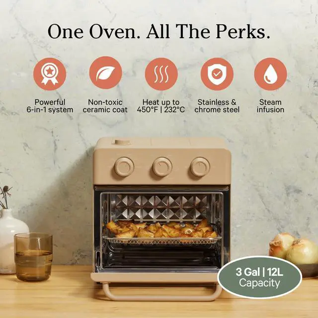 Alt view image 2 of 6 - Our Place Wonder Oven | 6-in-1 Air Fryer & Toaster Oven with Steam Infusion | Compact, Countertop Friendly, Fast Preheat, Multifunctional | Air Fry, Toast, Roast, Bake, Reheat & Broil | Steam