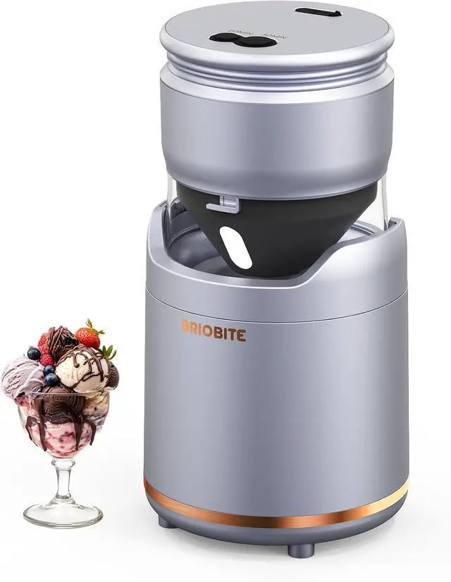 Main image of Ice Cream Maker Machine  Premium Electric Maker Machine with Low-Noise Operation, Recharable,Perfect for lato, Sorbet & Frozen Yogurt, Easy to Clean,Silver
