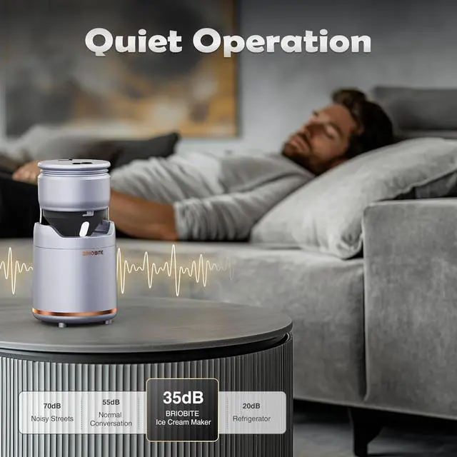 Alt view image 3 of 7 - Ice Cream Maker Machine  Premium Electric Maker Machine with Low-Noise Operation, Recharable,Perfect for lato, Sorbet & Frozen Yogurt, Easy to Clean,Silver