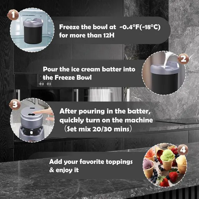 Alt view image 5 of 7 - Ice Cream Maker Machine  Premium Electric Maker Machine with Low-Noise Operation, Recharable,Perfect for lato, Sorbet & Frozen Yogurt, Easy to Clean,Silver