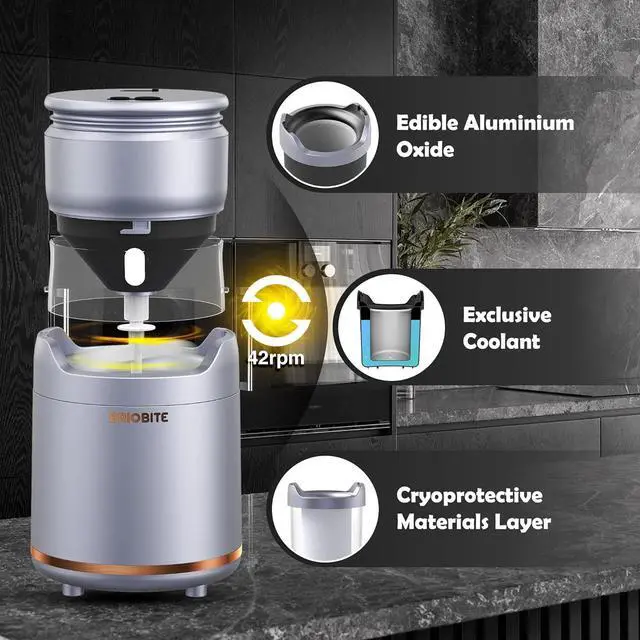 Alt view image 6 of 7 - Ice Cream Maker Machine  Premium Electric Maker Machine with Low-Noise Operation, Recharable,Perfect for lato, Sorbet & Frozen Yogurt, Easy to Clean,Silver