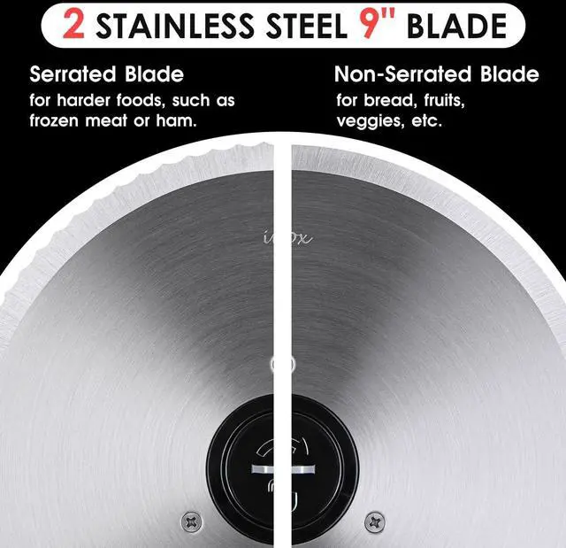 Alt view image 3 of 7 - Meat Slicer,  Electric Deil Food Slicer with Removable 9 Stainless Steel Blade, Deli Cheese Fruit Vetable Bread Cutter with Adjustable Knob for Thickness, Food Carria & Non-Slip Feet