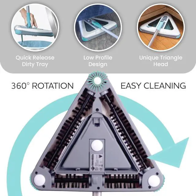 Alt view image 3 of 7 - Sweeper Standard - 2025 New and Improved Lightweight Sweeper, Perfect for Short Carpet Hardwood and Tile, Triangular Design Allows for Sweeping in Corners, LED Light, 30 Minutes Cleaning Time