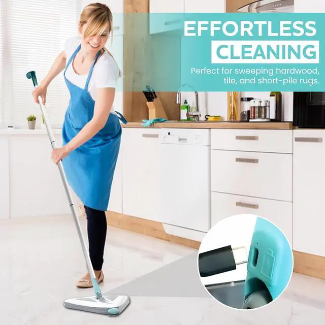 Alt view image 4 of 7 - Sweeper Standard - 2025 New and Improved Lightweight Sweeper, Perfect for Short Carpet Hardwood and Tile, Triangular Design Allows for Sweeping in Corners, LED Light, 30 Minutes Cleaning Time
