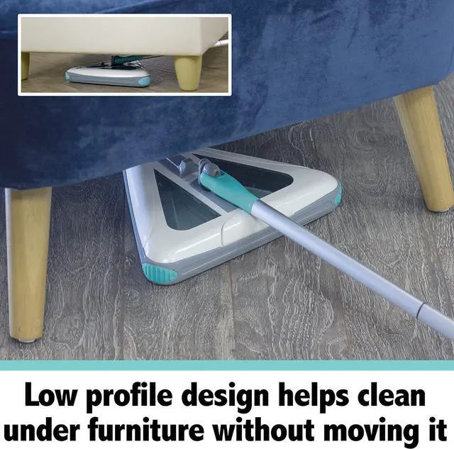 Alt view image 6 of 7 - Sweeper Standard - 2025 New and Improved Lightweight Sweeper, Perfect for Short Carpet Hardwood and Tile, Triangular Design Allows for Sweeping in Corners, LED Light, 30 Minutes Cleaning Time