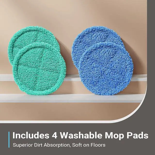 Alt view image 7 of 7 - Electric Mop, Floor Scrubber Electric Spin with LED Headlight, Recharable Dust Cordless Dual-Motor, Spray Mop for Hardwood Floor, Clean up to 2350 ft², 46dB Quiet, Gray-4 Pads