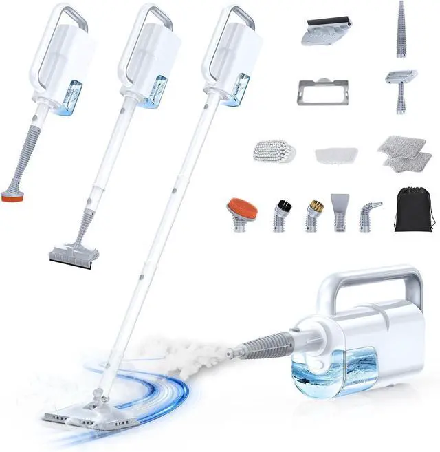 Main image of 10-in-1 Steam Mop with Detachable Handheld Steamer, 350ml Tank, 10s Heat-Up, 248°F Steam Cleaner, 2-Level Control and Swivel Head for Floors, Carpets, Tiles - Lightweight and Multi-Surface