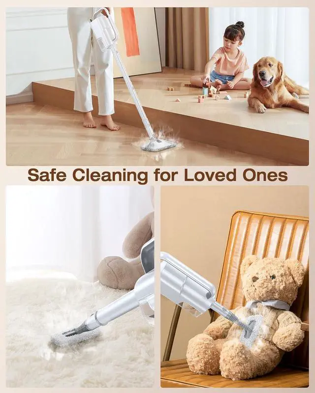 Alt view image 5 of 7 - 10-in-1 Steam Mop with Detachable Handheld Steamer, 350ml Tank, 10s Heat-Up, 248°F Steam Cleaner, 2-Level Control and Swivel Head for Floors, Carpets, Tiles - Lightweight and Multi-Surface