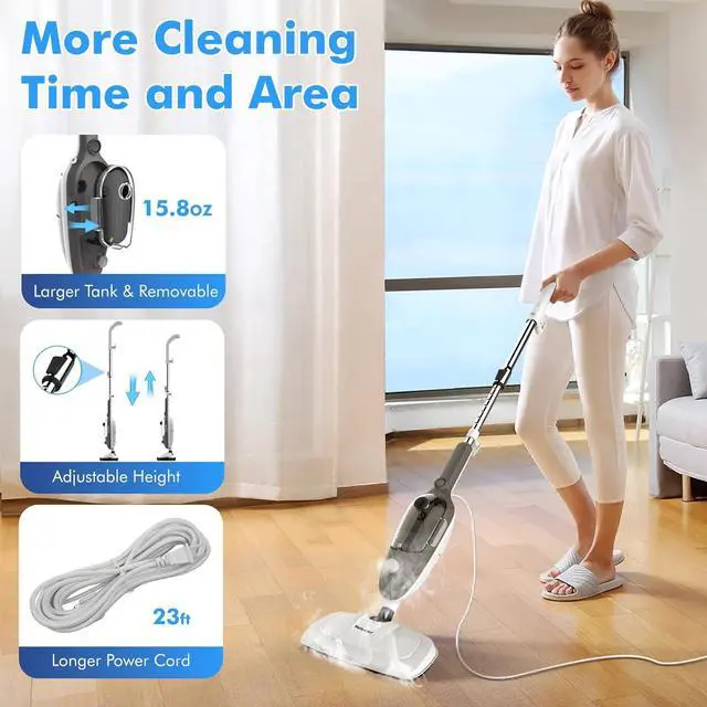 Alt view image 3 of 7 - Steam Mop - All-in-one Powerful Handheld Steam Cleaner Detachable Floor Steamer with 11 Accessories, MultiPurpose Steamer for Hardwood Floors, Clothes,Windows,Tiles,Furniture,Carpet, Whole Home Use