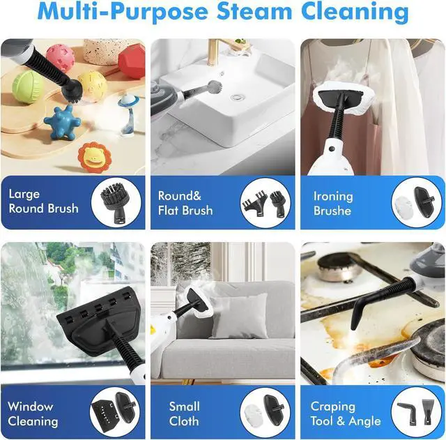Alt view image 7 of 7 - Steam Mop - All-in-one Powerful Handheld Steam Cleaner Detachable Floor Steamer with 11 Accessories, MultiPurpose Steamer for Hardwood Floors, Clothes,Windows,Tiles,Furniture,Carpet, Whole Home Use