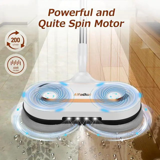Alt view image 2 of 7 - Electric Mop,  S2 Cordless Spin Mop for Floor Cleaning, with LED Headlight and Sprayer/400ML Big Tank/60 Mins Runtime, Lightweight Floor Scrubber for Hardwood Floors, Tile, Laminate