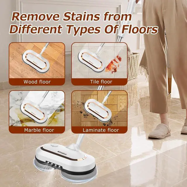 Alt view image 5 of 7 - Electric Mop,  S2 Cordless Spin Mop for Floor Cleaning, with LED Headlight and Sprayer/400ML Big Tank/60 Mins Runtime, Lightweight Floor Scrubber for Hardwood Floors, Tile, Laminate