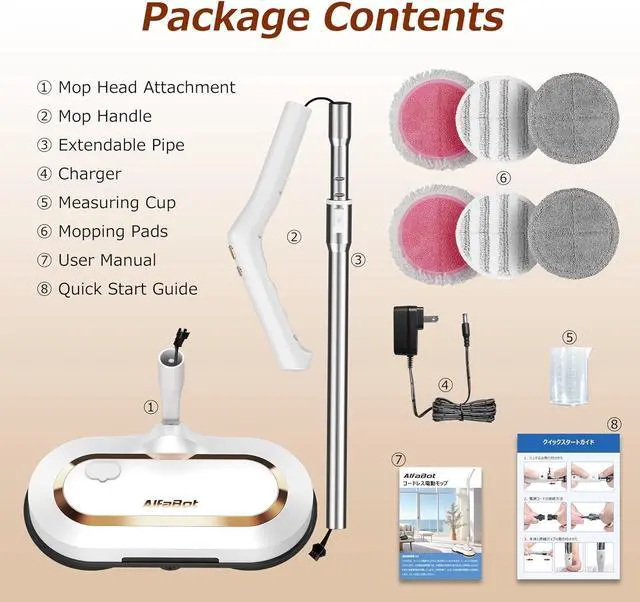 Alt view image 7 of 7 - Electric Mop,  S2 Cordless Spin Mop for Floor Cleaning, with LED Headlight and Sprayer/400ML Big Tank/60 Mins Runtime, Lightweight Floor Scrubber for Hardwood Floors, Tile, Laminate