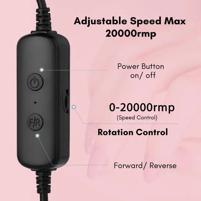 Alt view image 3 of 7 - Stefy Electric Nail Drill Machine, Portable Ele Kit for Acrylic Nails Professional Mobile Travel Manicure Set with Nail Drill Bits Sanding Bands for Shaping Polishing Removing, Black