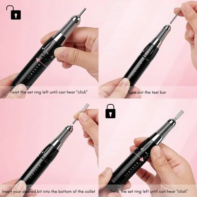 Alt view image 4 of 7 - Stefy Electric Nail Drill Machine, Portable Ele Kit for Acrylic Nails Professional Mobile Travel Manicure Set with Nail Drill Bits Sanding Bands for Shaping Polishing Removing, Black