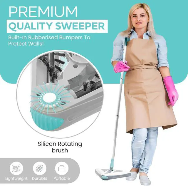 Alt view image 2 of 7 - Sweeper Standard - 2025 New and Improved Lightweight Sweeper, Perfect for Short Carpet Hardwood and Tile, Triangular Design Allows for Sweeping in Corners, LED Light, 30 Minutes Cleaning Time