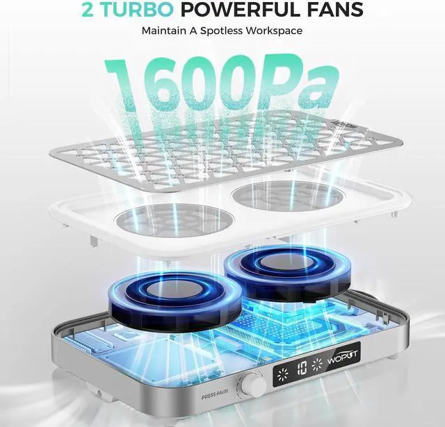 Alt view image 3 of 7 - Professional Nail Dust Collector, 1600PA Portable, 10 Speeds, Disposable lter Papers (30 Pcs), Matte White, Modern, Lightweight, Nail Vacuum for Home & Salon-White