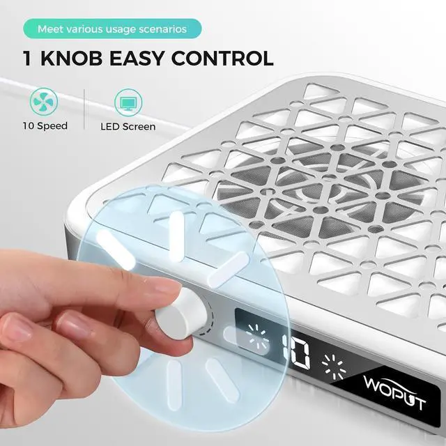 Alt view image 5 of 7 - Professional Nail Dust Collector, 1600PA Portable, 10 Speeds, Disposable lter Papers (30 Pcs), Matte White, Modern, Lightweight, Nail Vacuum for Home & Salon-White