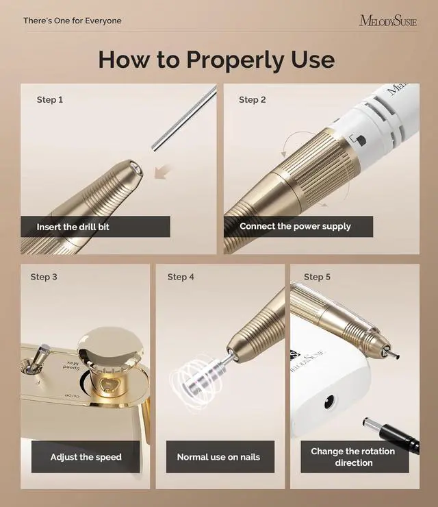 Alt view image 3 of 7 - Nail Drill Machine, Electric Nail le Professional for Acrylic Nail, Recharable Cordless Portable E le 6 Nail Drill Bit Set, SR3 Jade