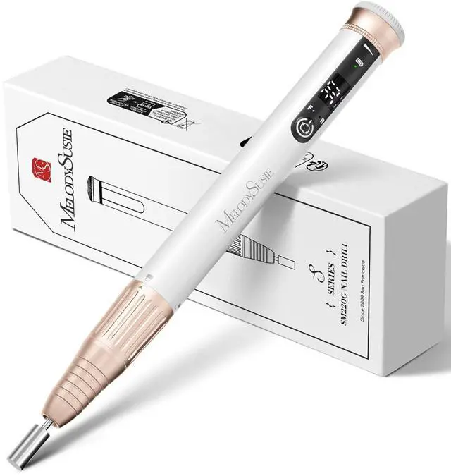 Main image of Portable Electric Nail Drill 30,000RPM, SM220G Cordless Recharable Electric Nail le, Professional Ele Manicure Pedicure Polishing Tool with Bits Sanding Bands Kit, White