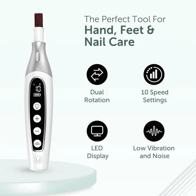 Alt view image 4 of 7 - Pedi Pro Professional Manicure Pedicure Kit, Cordless Electric Nail le Drill Set, Thick Toenail Grinder, Toe Nail Dremel Tools, ler, Buffer, Sander, Remove Cuticles, Callus for Men & Women