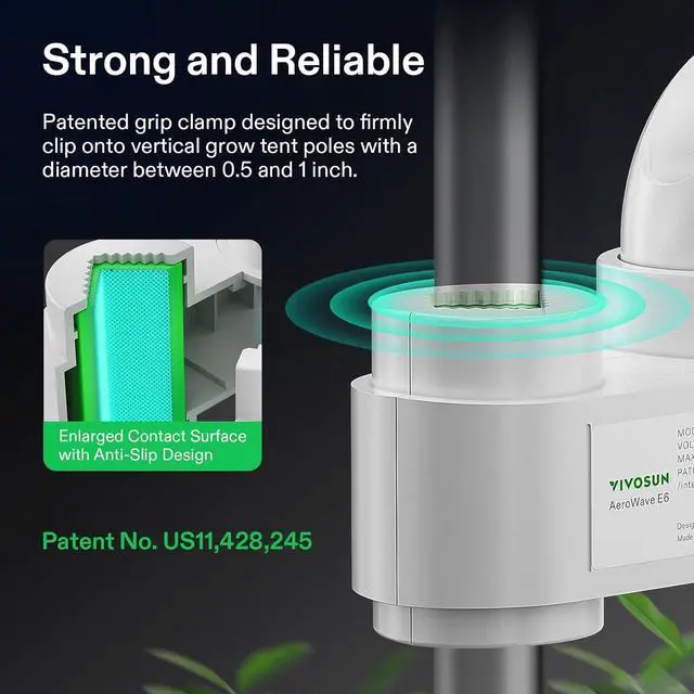 Alt view image 6 of 7 - 2-Pack AeroWave E6 Grow Tent Fan 6, EC Motor, Smart Wi Control, US Patented Auto Oscillating Clip fan, IP54, Strong Airflow but Quiet for Hydroponic Ventilation Circulation