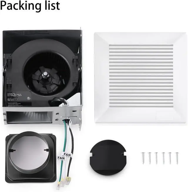 Alt view image 7 of 7 - Bathroom Fan 110 CFM Very Quiet with Matel Housing, Ceiling Mount Exhaust Ventilation Fan Lar Air-flow Capacity, Energy-Saving Household Bath Vent Extractor, White Plastic Grille